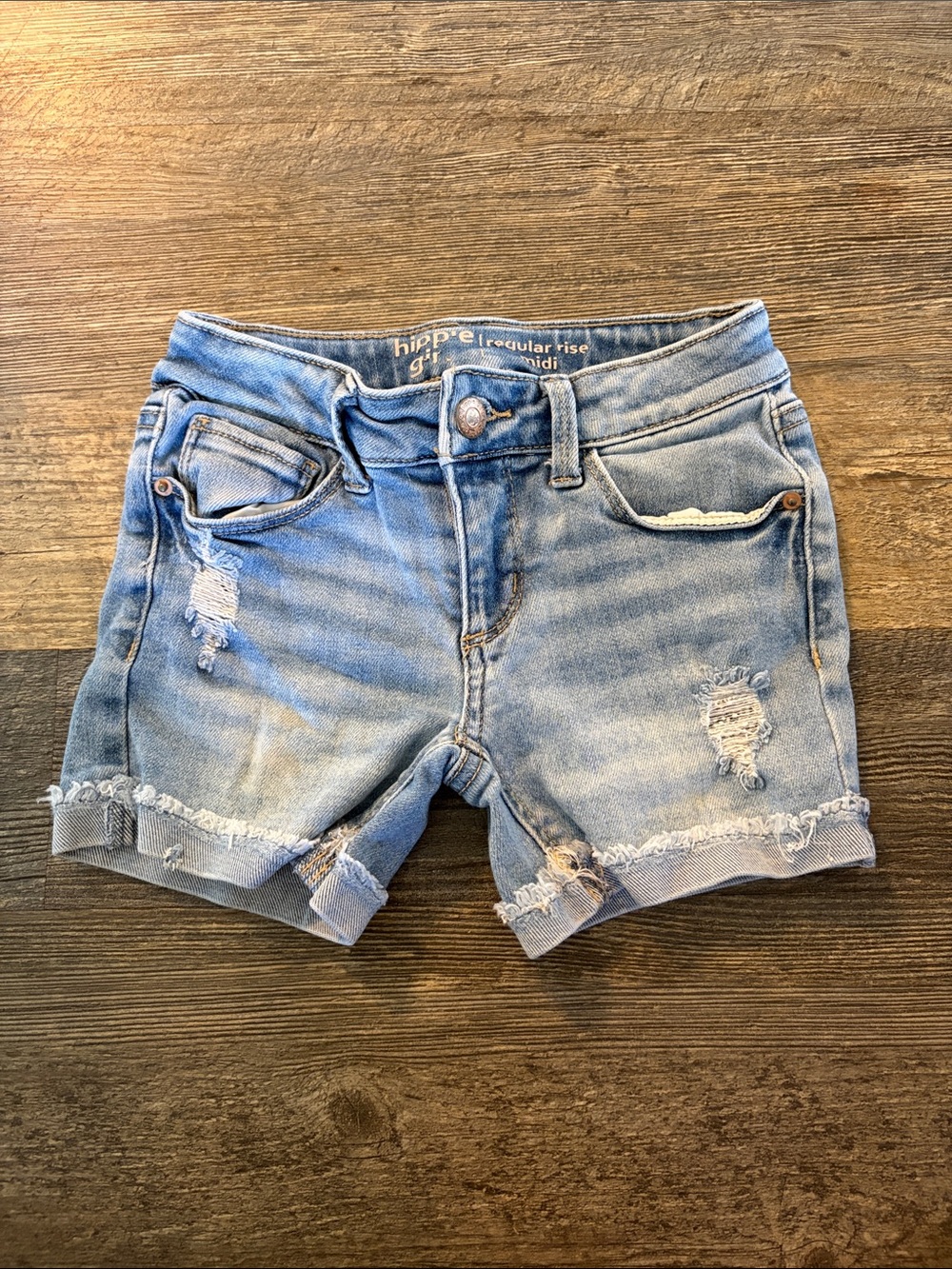 Girls' Light Blue Distressed Denim Shorts - Hippe